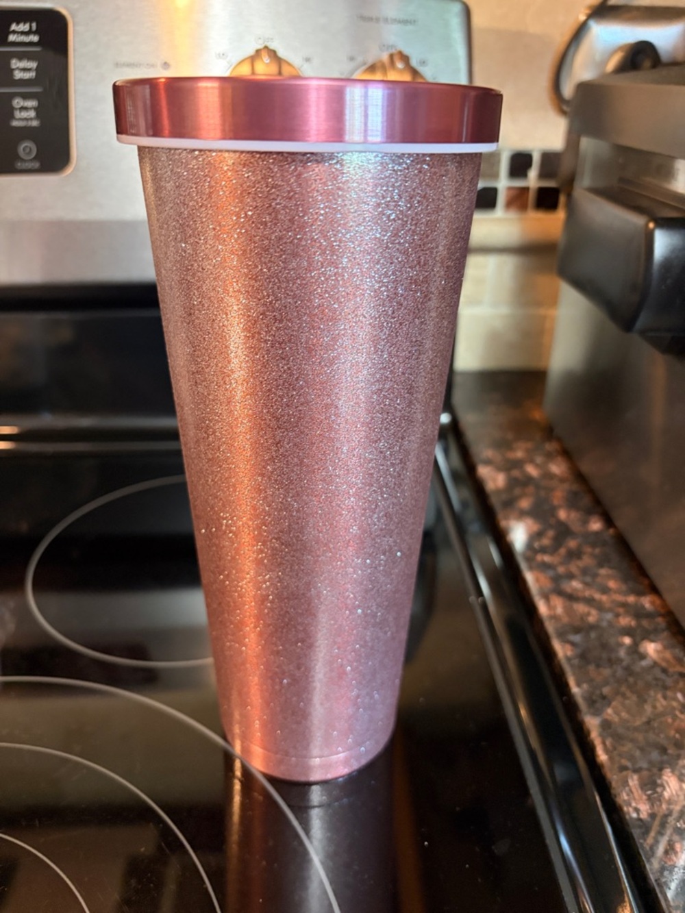 Rose Gold Glitter Stainless Travel Tumbler - Insulated Drink Cup